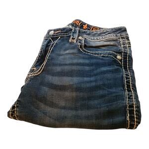 Rock Revival Lselin Capri Denim Jeans Women's 32 Actual 35 Embellished Pocket